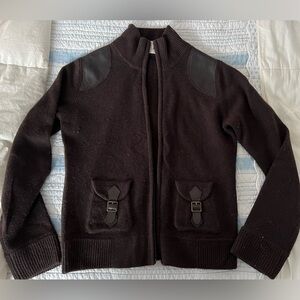 Brown ZipUp Cashmere Project sweater 100% cashmere equestrian aesthetic